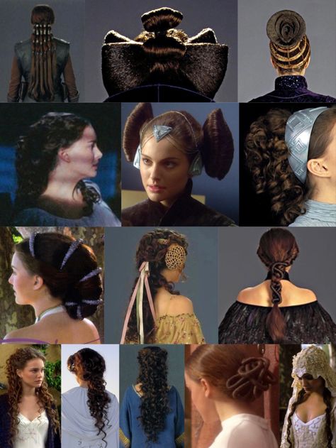 Padawan Braid Girl, Princess Padme, Amidala Makeup, Padme's Hairstyles, Padme Lake Dress Hair, Star Wars Makeup Ideas Eyes, Padme Inspired Hair, Star Wars Hairstyles Padme, Padme Amidala Hair Tutorial