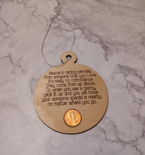 This Christmas Ornaments item by CindersCustomCreatio has 27 favorites from Etsy shoppers. Ships from Tampa, FL. Listed on Aug 8, 2024 Pennies From Heaven Quote, Penny Wreath Ornament, Pennie’s From Heaven, Penny From Heaven, Penny Crafts, Thumb Book, Memory Gifts, Glowforge Projects, Pennies From Heaven