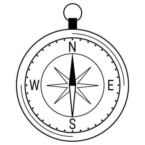 Hand drawn compass. Device for navigation. Determining the direction of the path. Doodle style. Sketch. Vector illustration Path Doodle, Compass Doodle, Compass Sketch, Compass Illustration, Compass Drawing, Pocket Compass, Doodle Style, Drawing Simple, Tree Saw