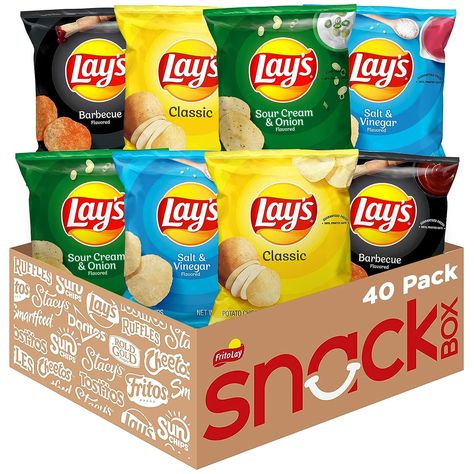 #Lay'sPotatoChip#Food Variety pack of Lay's potato chips favorites with classic flavors in one convenient package With 4 different varieties, there's sure to be something everyone will love Snack Lays, Lays Potato Chips, Fresh Potato, Frito Lay, Gourmet Food Store, Potato Chip, Sour Cream And Onion, How To Cook Potatoes, After School Snacks