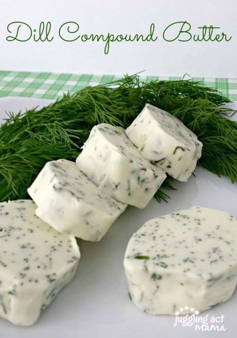 Simple Dill Compound Butter Horseradish Compound Butter, Sage Compound Butter, Compound Herb Butter Recipe, Chive Compound Butter, Garlic Herb Compound Butter, Dill Butter, Butter Recipes Homemade, New Potatoes, Compound Butter