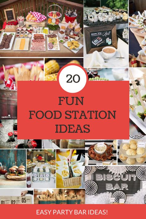 Create some fun and easy get-togethers with friends using these 20 Fun Build Your Own Food Bar Ideas.  Food bars create an informal atmosphere that you can prepare before your guest arrive which allows you to relax and enjoy spending time with your guest. Build Your Own Food Bar, Food Station Ideas, Snack Bar Ideas, Gourmet Burger Bar, Food Bar Ideas, Pancake Bar, Party Food Bars, Bagel Bar, Baked Potato Bar