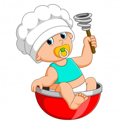 The baby chef is sitting on the red bow ... | Premium Vector #Freepik #vector #food #menu #baby #hand Bump Painting, Baby Chef, Baby Shower Background, Blonde Babies, Bow Vector, Baby Shower Templates, Third Baby, Cute Giraffe, Baby Arrival