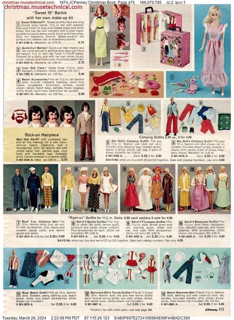 1974 JCPenney Christmas Book, Page 475 - Catalogs & Wishbooks Toys From The 70s, Original Barbie Outfits, Barbie Rules, Malibu Barbie Doll, Barbie Catalog, 1970s Barbie, Barbie Restoration, Barbie Booklet, 1970s Dolls