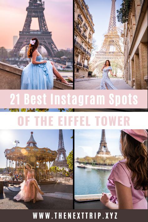 All of the locations, tips, and information you need to see all of the most famous Eiffel Tower Instagram spots in Paris! Eiffel Tower Instagram, Eiffel Tower Pictures, Paris Instagram Pictures, Spots In Paris, Rooftop Photoshoot, Parisian Architecture, Paris Family, Instagram Locations, Photo Shoot Location