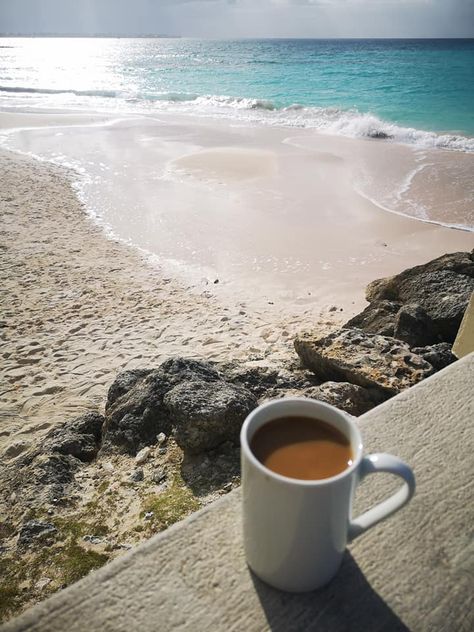 Morning coffee at Dover Beach #barbados #doverbeach #coffee Coffee By The Beach, Dover Beach, Breakfast On The Beach, Cute Clothing, Coffee Pictures, St Lawrence, Coffee Photography, Aesthetic Coffee, Good Morning Coffee