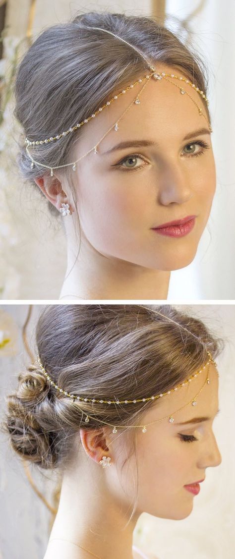 Gisel Bohemian Bridal Headpiece, Indian Headpiece, Pearl Headpiece, Hair Accessories Pearl, Bohemian Bridal, Bohemian Look, Jewelry Indian, Bridal Headpiece, Fancy Jewellery