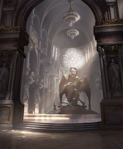 Card: Temple of the Holy Lion Baroque Fantasy Art, Bg Design, Temple Art, Fantasy City, Fantasy Castle, Fantasy Setting, Fantasy Places, Fantasy Art Landscapes, Fantasy Aesthetic