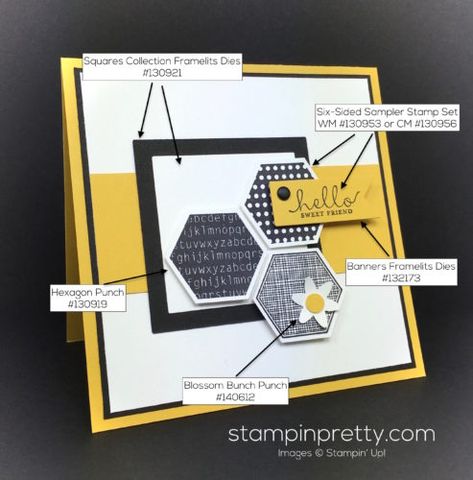 Stampin Up Anleitung, Hexagon Cards, Stampin Up Karten, Diamond Press, Mary Fish, Bee Cards, Hello Cards, Product List, Punch Cards