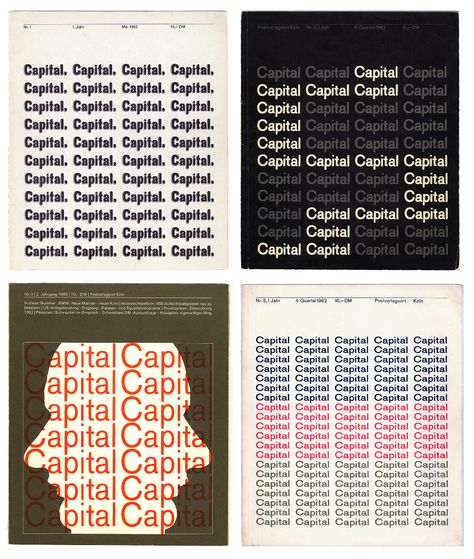 Capital | Karl Gerstner | via Flat File | Herb Lubalin Study Center Karl Gerstner, Editorial Concept, Herb Lubalin, Flat File, Karl Marx, Favorite Fonts, Type Posters, Identity Art, Band Logos