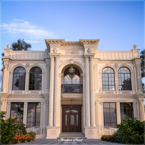 CLASSIC VILLA - Abu Dhabi on Behance Classic Villa Exterior, Classic Elevation, Classical Villa, Home Elevation, Villa Exterior Design, Outside Design, House Outside, Classic Facade, Classical Building