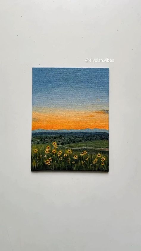 Art Diy Canvas, Sunflower Landscape, Painting Tips And Tricks, Canvas Art Painting Abstract, Canvas Art Painting Acrylic, Landscape Acrylic Painting, Painting On Canvas For Beginners, Sky Art Painting, Landscape Acrylic