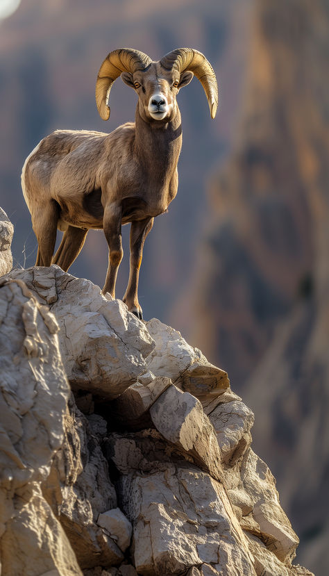 Amidst the rugged mountain peaks, a bighorn sheep stands tall, embodying the spirit of wild majesty and unyielding strength. Desert Bighorn Sheep, Wild Life Photography Nature, Colorado Animals, Montana Wildlife, Goat Mountain, African Animals Photography, Wild Sheep, Mountain Sheep, Wild Animal Wallpaper