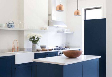 In Praise of Ikea: 20 Ikea Kitchens from the Remodelista Archives - Remodelista Ikea Deco, Small Kitchen Island Ideas, Kitchen Hood Design, Kitchen Cabinet Trends, Hague Blue, Kitchen Blue, Small Kitchen Island, White Kitchen Island, Bright Kitchens