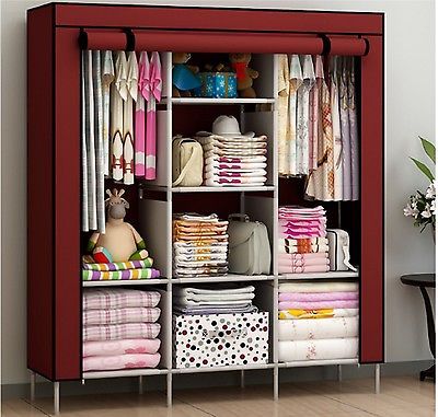 New Portable Bedroom Furniture Clothes Wardrobe Closet Storage Cabinet Armoires Collapsible Wardrobe, Closet Storage Cabinets, Armoire Diy, Clothing Armoire, Portable Wardrobe Closet, Foldable Wardrobe, Portable Furniture, Wardrobe Storage Cabinet, Closet Small Bedroom