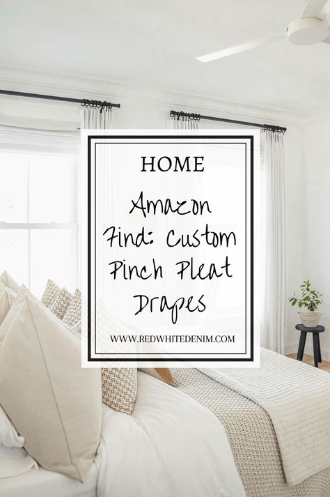 Amazon White Drapes, Pinch Pleat Drapes, New England Style Homes, Modern White Bedroom, Pinch Pleat Drape, Red Drapes, Plain Curtains, Pleated Drapes, White Drapes