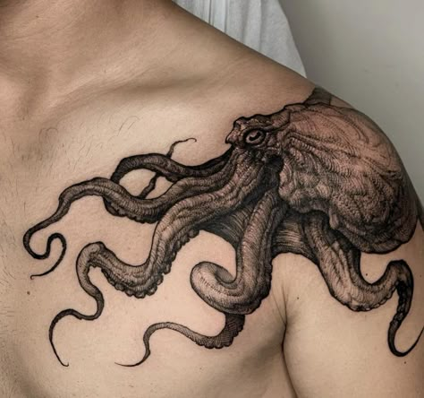 Small Octopus Tattoo, Tentacle Tattoo, Darkside Tattoo, Kraken Tattoo, Tato Dada, Octopus Tattoo Design, Octopus Tattoos, Bone Tattoos, Inspiration Tattoo