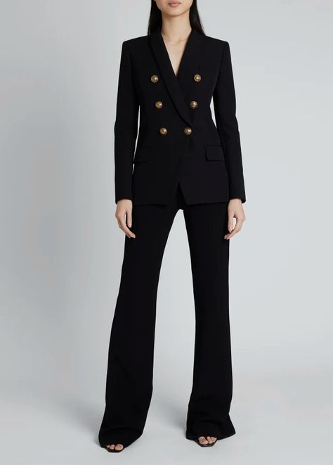 B5KD1 Balmain Oversized Wool Double-Breasted Jacket Graduation Outfits For Women, Balmain Blazer, Chic Blazer, Women Blazer, Graduation Outfit, Dressed To Kill, Double Breasted Jacket, Blazer Fashion, Black Suits