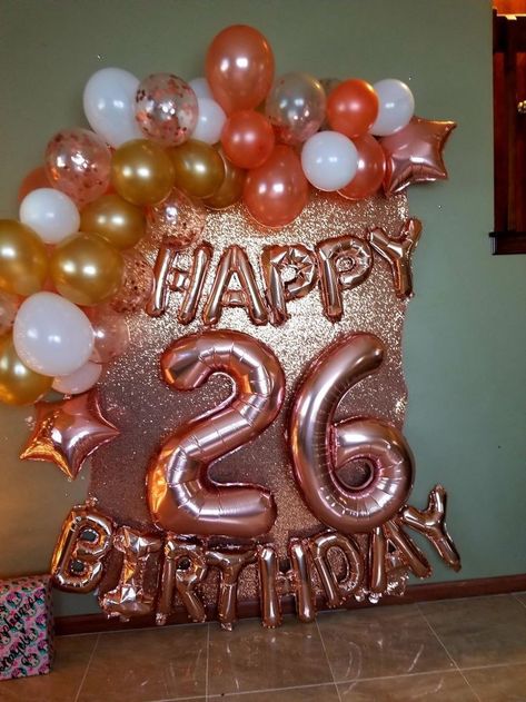 26th Birthday Balloons, 26 Th Birthday Ideas, Hello 26 Birthday, Happy 26 Birthday, Happy Birthday 26, 26th Birthday Ideas, 26th Birthday Decorations, 26 Birthday Cake, Gold Birthday Candles