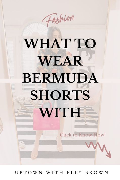 The return of Bermuda shorts is here! Uptown with Elly Brown shows you how to style bermuda shorts. Look through these cute and trendy bermuda short outfit ideas- like how to wear them casually, how to dress up bermuda shorts, and how to pair them with a blazer or heels. Follow Uptown With Elly Brown for more summer outfit ideas! Bermuda Shorts Outfit Summer, Denim Bermuda Shorts Outfit, How To Style Bermuda Shorts, Bermuda Shorts Outfits, Style Bermuda Shorts, Shorts Outfit Casual, Bermuda Shorts Outfit, Business Professional Outfits, Black Tennis Shoes