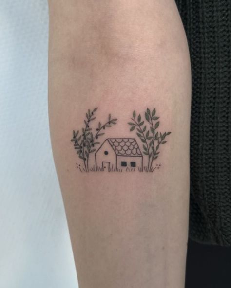 Sweetest tiny tattoos by our upcoming guest artist @bymimomu 💛 Sept 30 - Oct 3 To book with Mine follow the link in our bio! 💌 A Little Life Tattoo, Field Tattoo, House In A Field, Little Life, A Little Life, Life Tattoos, Tiny Tattoos, Little House, Tattoos