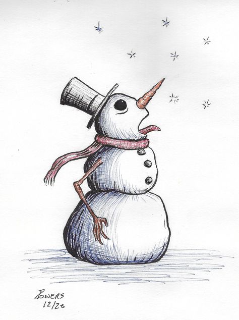 Snow Drawing Aesthetic, Snow Sketch Winter, Christmass Draw, Snow Men Drawing, Winter Things To Draw, Winter Easy Drawings, Snow Art Drawing, Christmas Ink Drawing, Winter Sketches Simple