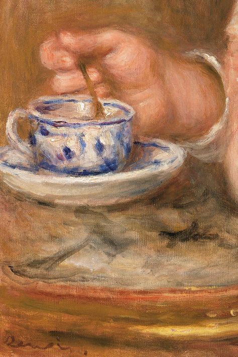 Pierre-Auguste Renoir < Cup of Chocolate (La Tasse de chocolat) (1914) > #renoir #art #paintings #smallgifts #classical #elegance #aesthetic #notebooks #journals #diaries #decorative Old Art Painting Famous, Classical Art Aesthetic, Art School Aesthetic, Elegance Aesthetic, Journal For School, French Impressionism, Aesthetic Notebooks, August Renoir, Renoir Art