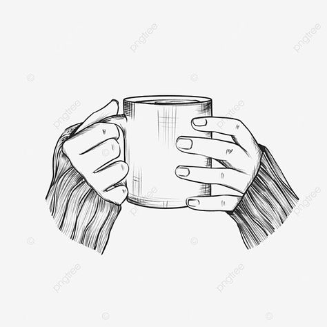 Hand Holding Mug Drawing, Cute Coffee Mug Drawing, Coffee Mug Sketch, Mug Sketch, Coffee Sketch, Coffee Mug Drawing, Coffee Cup Tattoo, Coffee Cup Drawing, Mug Illustration