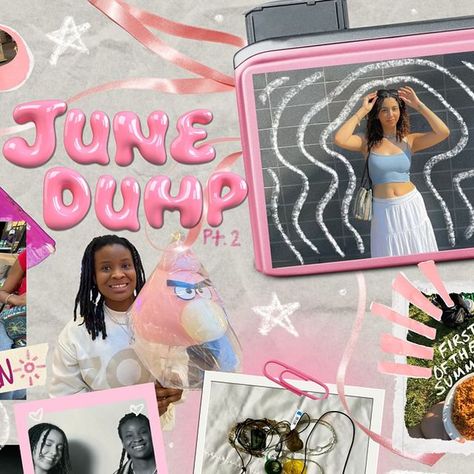 @srahstrr on Instagram: "JUNE PT 2 💗🌸💘🎀👙🍬🩷  - Took so long to make bc I tried to work on too many things at once. This is June so excited to do July !!! -  scrapbook collage journaling journal stickers scrapbooking photo diary picture diary pink" Online Scrapbook Ideas, Digital Diary Instagram, Insta Collage, Diary Collage, Instagram Scrapbook, Collage Journaling, Picture Diary, Scrapbook Collage, Online Scrapbook