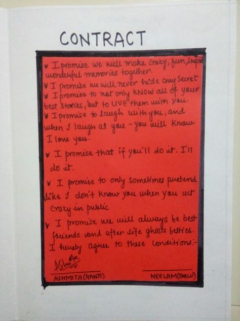 Realistic bff contract Promise Contract, Bff Contract, Friends Journal, Studying Math, Farewell Gifts, Mind Tricks, Laugh At Yourself, Contract Template, Easy Diy Crafts