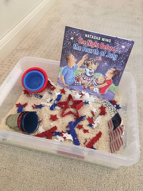 July Sensory Bin Ideas, Fourth Of July Sensory Bin, 4th Of July Sensory Bin, July Sensory Bin, Toddler Themes, Entertainment Ideas, Cowboy Theme, Sensory Bin, Summer Entertaining