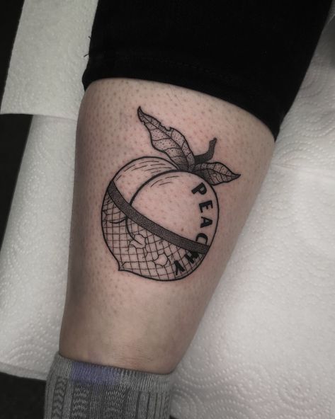 Peach tattoo Peach Tattoo Buttcheek, Peach Tattoo, Spray Can, Heart Tattoo, Ink Art, Tatting, Tattoo Ideas, Tattoo Designs, Spray