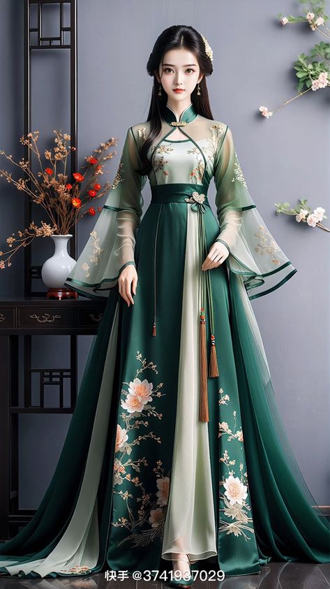 Modern Traditional Chinese Fashion, Chinese Warrior Outfit, Chinese Fashion Traditional, Chinese Dress Outfit, Hanfu Wedding Dress, Chinese Dress Traditional, Sangjit Dress, Chinese Prom Dress, Moda China