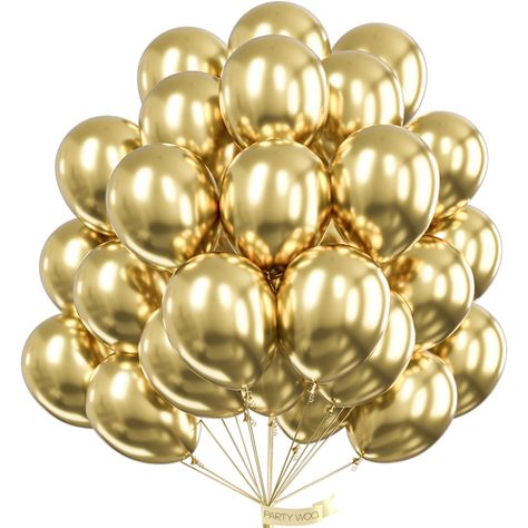 PRICES MAY VARY. 50 PCS METALLIC LIGHT GOLD BALLOONS PACK: Package includes 12 inch balloons (50 pcs), ideal birthday decorations, party decorations, wedding decorations , baby shower decorations NON-TOXIC & SAFE: Made of latex, safe and non-toxic, recommended to use with a balloon hand pump or electric balloon pump WHAT TO FILL WITH: Latex balloons filled with AIR will stay full for up to 72 hours, while with HELIUM will stay full for 3-6 hours. For best float results, fill helium 1-2 hours bef Gold Baby Shower Decorations, Garland Balloon, Metallic Balloons, Balloon Pump, Gold Baby Showers, Anniversary Decorations, Decorations Wedding, Gold Balloons, Balloon Arch