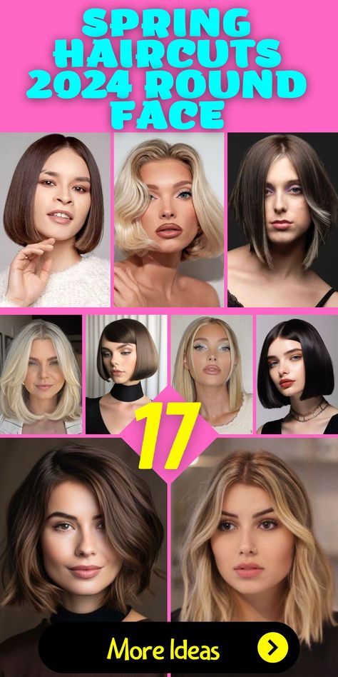 2024 Haircuts for Round-Faced Women: Flattering Trends for All Ages: Explore the most flattering 2024 haircuts for round-faced women, designed to enhance your beauty at any age. From chic bob styles like the French bob to trendy and low-maintenance pixie cuts, these hairstyles are tailored to suit your unique style and round face shape. Round Face Haircuts Medium, 2024 Haircuts, Bobs For Round Faces, Hair For Round Face Shape, Spring Haircuts, Bob Haircut For Round Face, Chic Bob, French Bob, Straight Hair Cuts