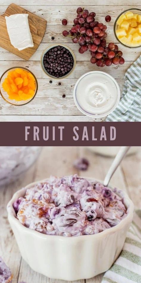 Whether you serve this creamy Fruit Salad with breakfast or at a potluck it’s guaranteed to be a hit! It’s so easy to make and you can customize it to your liking. Fruit Salad With Cool Whip, Creamy Fruit Salad, Fruit Salad Ingredients, Easy Fruit Salad Recipes, Creamy Fruit Salads, Fruit Plus, Fruit Salad Recipe, Fruit Salad Easy, Snack Prep