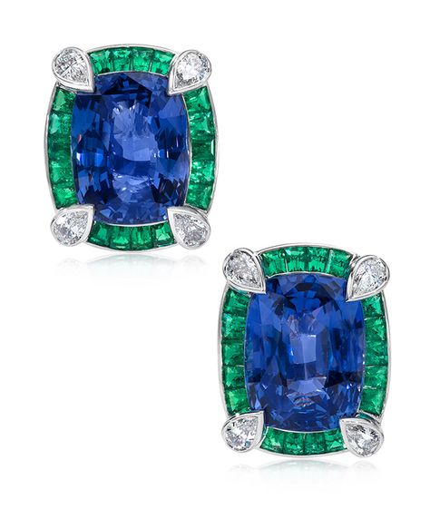 Sapphire and Emerald Earrings Deep Winter, Emerald Earrings, Timeless Jewelry, Sapphire Earrings, Sapphire Jewelry, Fun Earrings, Exquisite Jewelry, High Jewelry, Diamond Earrings Studs