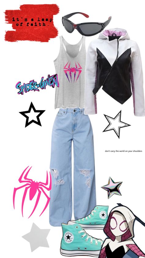 Spider Gwen slays Gwen Spiderman Costume, Spidergwen Suit, Spider Gwen Outfit, Spiderverse Outfit, Gwen Outfit, Spider Outfit, Dressing Aesthetic, Nails 2025, Gwen Spiderman