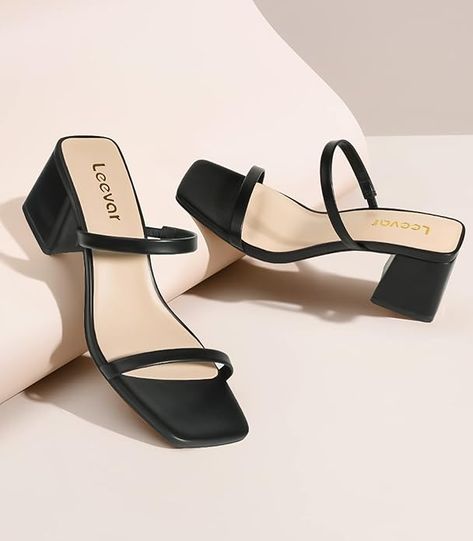 Limited time deal $32.79 (18% Off)(List price: $39.99) Leevar Square Toe Heeled Sandals for Women - Women's Low Block Heels Sandals - 2.25IN Open Toe Ankle Strap Chunky Heels - Slip on Heeled Sandal Mule- Nude Black Strappy Heels for Party Wedding Dress Shoes Heels For Party, Low Block Heel Sandal, Ankle Strap Chunky Heels, Stylish Heels, Black Strappy Heels, Square Toe Heels, Wedding Dress Shoes, Heeled Sandal, Low Block Heels