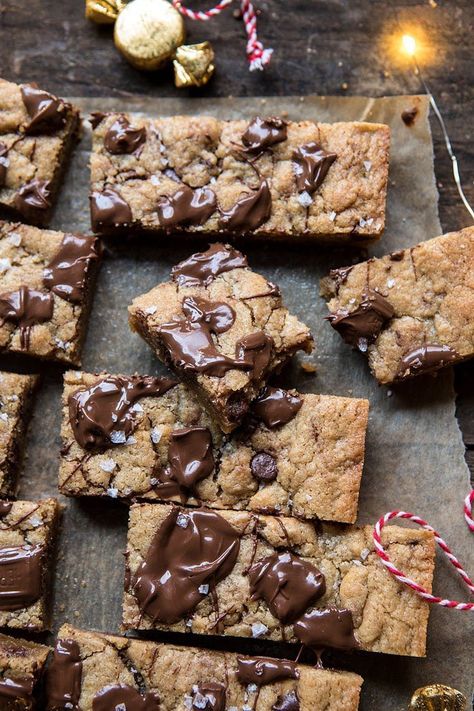 Peanut Butter Blondies, Half Baked Harvest Recipes, Diy Easy Recipes, Chocolate And Peanut Butter, Harvest Recipes, Bar Recipe, Half Baked, Half Baked Harvest, Semi Sweet Chocolate Chips