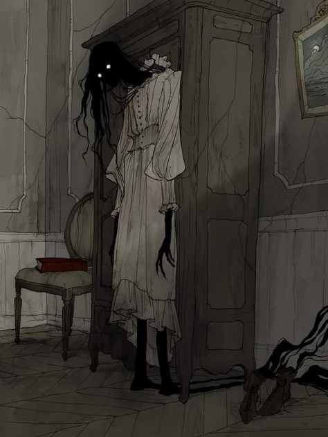 By Abigail Larson Creepy Woman, Abigail Larson, رعب نفسي, Dark Art Illustrations, Arte Inspo, Scary Art, Creepy Art, Horror Art, Dark Art