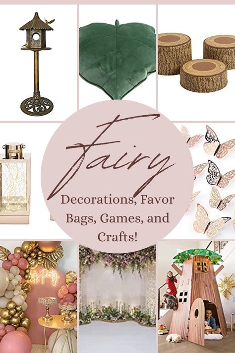 Fairy Decorations Enchanted Party Favors, Whimsical Party Favors, Fairy Party Gift Bag Ideas, Diy Fairy Decorations Birthday Parties, Fairy Themed Party Favors, Fairy Party Favors For Boys, Fairy Party Games For Kids, Fairy Party Bags, Fairy Garden Party Favors