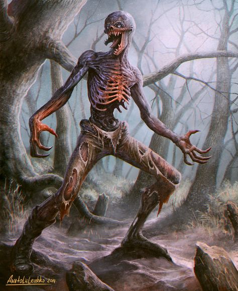 Zombie, Anatolii Leoshko on ArtStation at https://www.artstation.com/artwork/PDan Undead Skeleton, Arte Zombie, Creaturi Mitice, Beast Creature, Zombie Art, Heroic Fantasy, Call Of Cthulhu, Fantasy Monster, Creepy Art