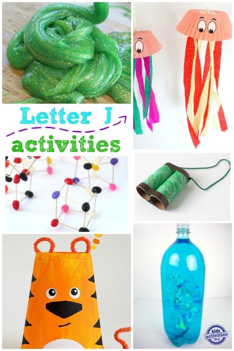 Preschool Letter J Activities -- Learn the alphabet with these fun and educational activities for kids. J Letter Craft Preschool, Letter J Projects For Preschool, J Craft Preschool, Letter Jj Activities For Preschool, Letter J Art Preschool, Letter J Activities For Toddlers, Letter J Crafts For Toddlers, J Is For, J Activities For Preschool