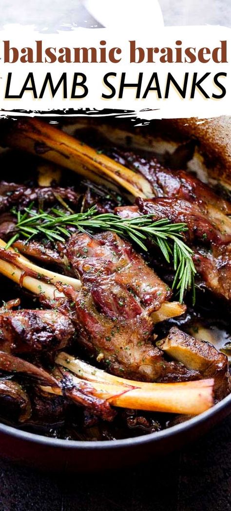 A traditional Easter lamb recipe prepared with lamb shanks slow cooked to a melt in your mouth perfection with balsamic vinegar, wine, garlic and rosemary. Easter Lamb Recipe, Lamb Recipes Oven, Crockpot Lamb, Braised Lamb Shanks Recipe, Roasted Lamb Shanks, Lamb Shanks Slow Cooker, Lamb Roast Recipe, Slow Cooked Lamb Shanks, Lamb Shank Recipe