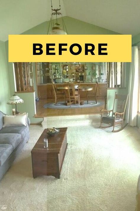 Renovating your living room on a budget? check out the before and after photos of this living room renovation. This cozy transformation includes new furniture arrangement and creating a modern farmhouse vintage feeling that is welcoming and inviting. #diy #livingroom #makeover | sponsored Vintage Farmhouse Living Room, Paint Trim, Painting Methods, Stairs In Living Room, Room On A Budget, Pantry Wall, Living Room Renovation, Living Room Furniture Arrangement, Door Trim