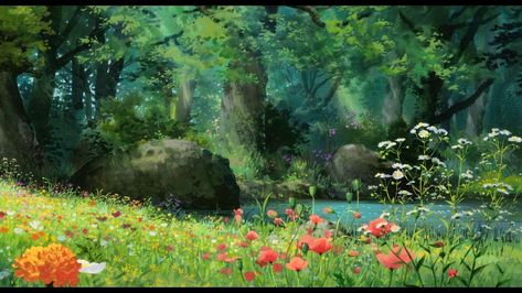 Anime Forest HD Wallpaper 1920x1080 Art Studio Ghibli, Casa Anime, Secret World Of Arrietty, Studio Ghibli Background, Pelo Anime, Edmund Dulac, The Secret World, Forest Background, Scenery Background