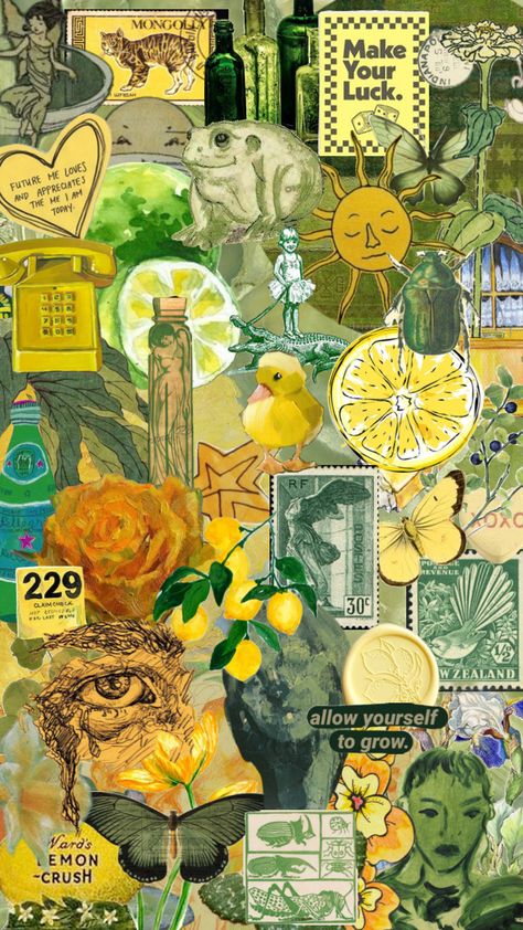 #yellow #green #art #nature #shuffleaesthetic #wallpaper Green And Yellow Aesthetic, Easy Hair Drawings, Dandelion Drawing, Dorm Posters, Collage Background, Iphone Wallpaper Photos, Vintage Collage, Yellow Wallpaper, Yellow Aesthetic