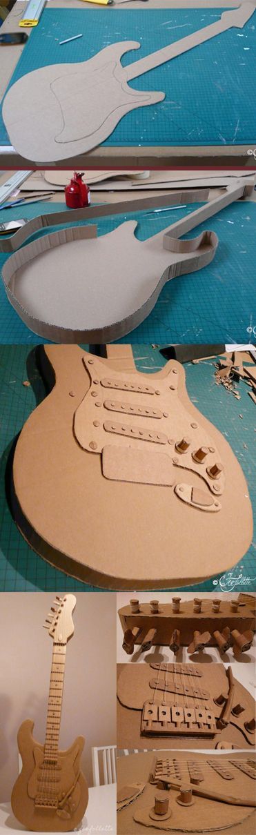 Diy Electric Guitar Cardboard, Cardboard Electric Guitar, Craft Guitar, Cardboard Guitar, Still Painting, Cardboard Box Crafts, Pinterest Diy Crafts, Cardboard Art, Cosplay Diy