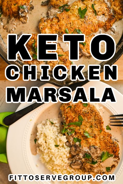 This keto chicken Marsala features breaded chicken breasts and creamy marsala sauce. At 4.2 grams of net carbs, it's the perfect Italian dish! Enjoy a classic Italian marsala chicken dish without the worry of too many carbs or gluten. Low-carb chicken marsala| gluten-free chicken marsala Low Carb Chicken Marsala, Keto Chicken Marsala, Keto Italian Chicken, Chicken Scallopini, Keto Pork Chops, Marsala Sauce, Marsala Recipe, Marsala Chicken Recipes, Low Carb Meal Prep